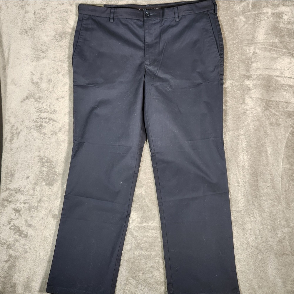 SAVANE Men's Navy Blue Everyday Chino Pants Size 40X32 Straight Fit